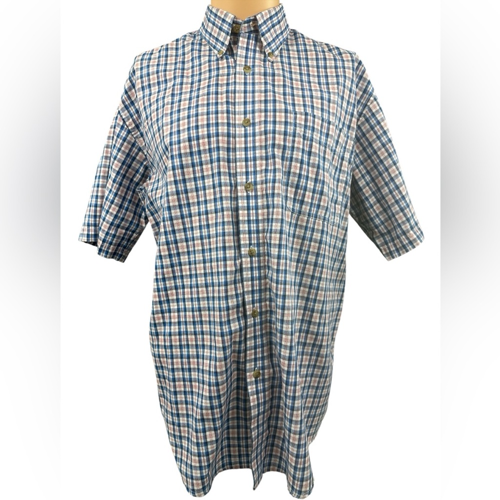 Wrangler Riata Men's Blue & Red Button Down Plaid Shirt